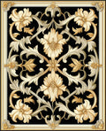 Ornate Floral Scrollwork Pattern Rug