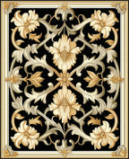 Ornate Floral Scrollwork Pattern Rug