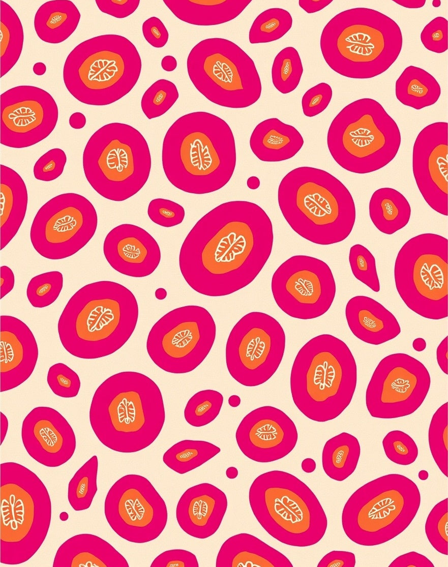 Bold Pink Orange Abstract Organic Shapes Rug