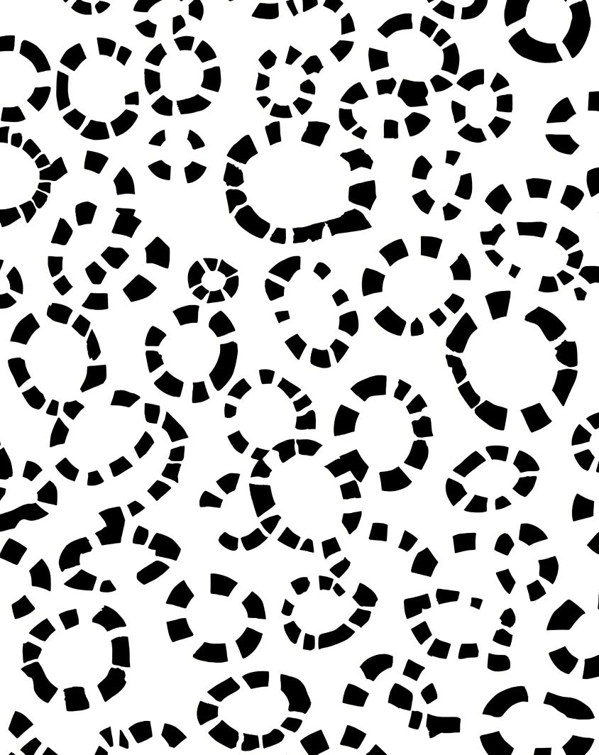 Abstract Black Circles Pattern Rug