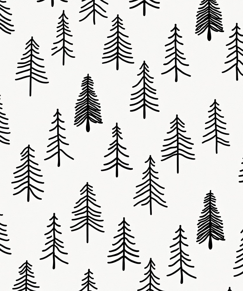 Simple Black Pine Tree Forest Rug