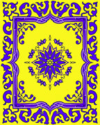 Vibrant Purple Floral Frame Design Rug