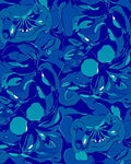 Abstract Blue Floral Swirl Design Rug