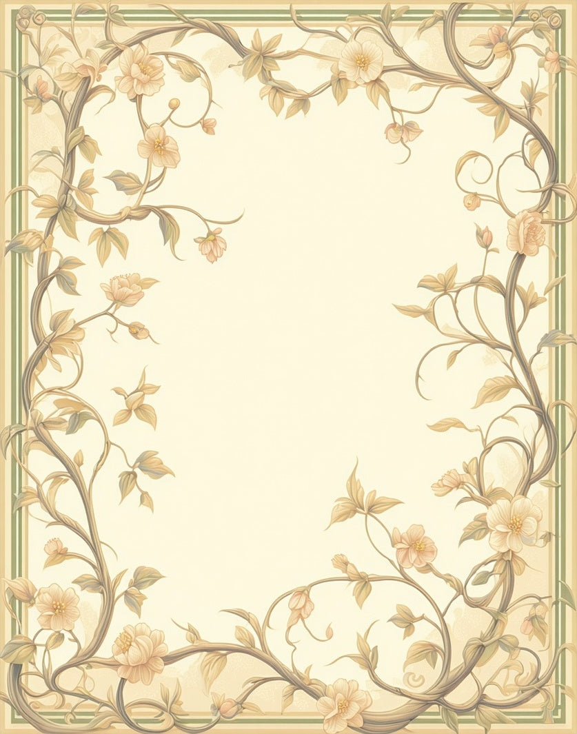 Whimsical Floral Vine Border Design Rug