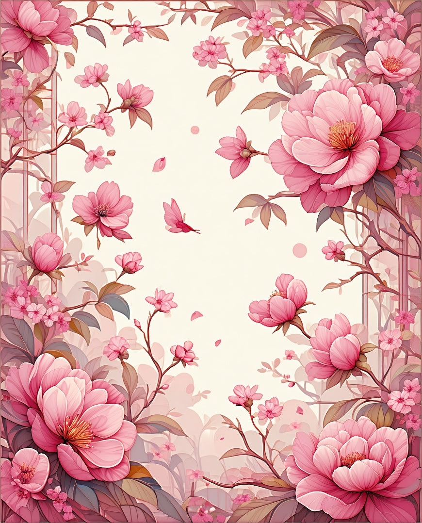 Soft Pink Floral Branches Design Rug
