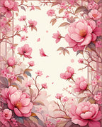 Soft Pink Floral Branches Design Rug