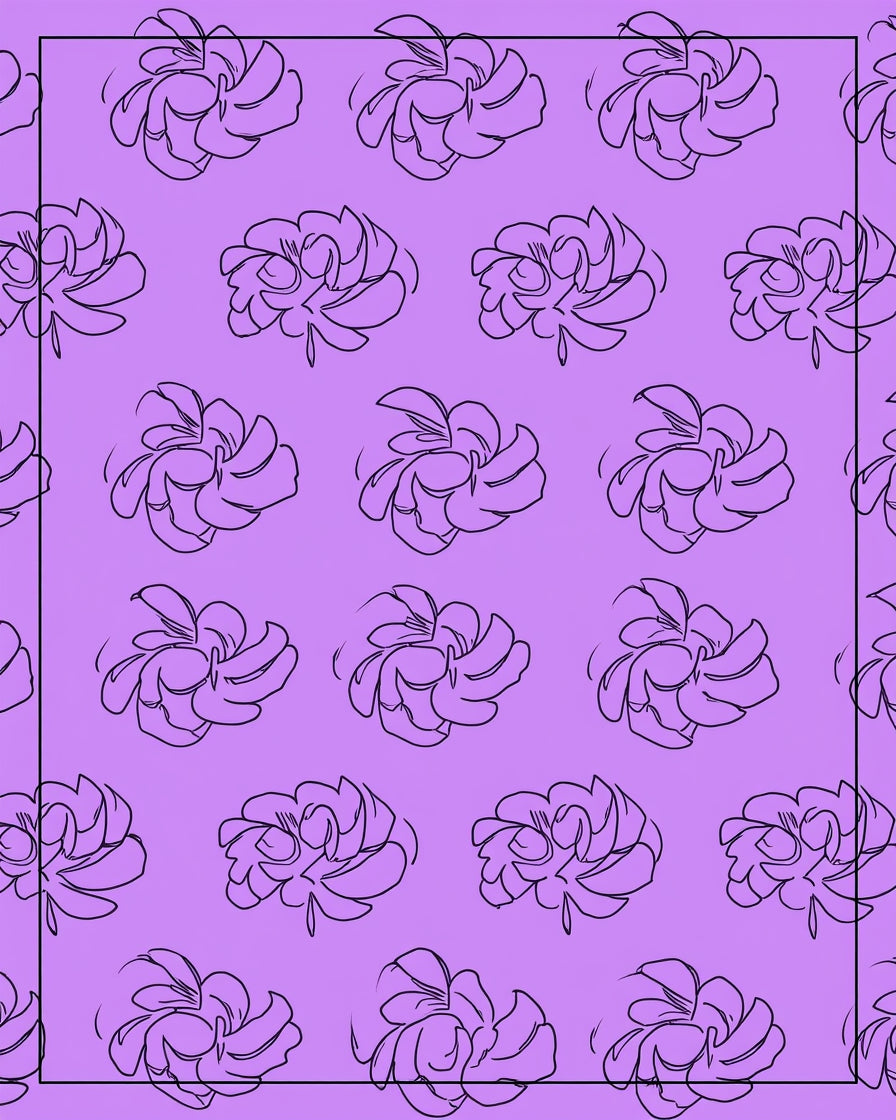 Abstract Swirl Floral Outline Pattern Rug
