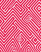 Bold Red Geometric Labyrinth Rug