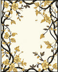 Golden Blossom Branch Border Design Rug