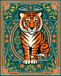 Bold Tiger Floral Medallion Design Rug