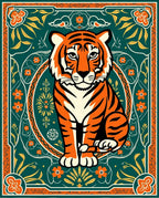 Bold Tiger Floral Medallion Design Rug
