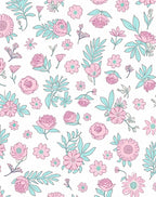 Delicate Pink Floral Botanical Pattern Rug