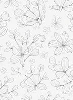 Delicate Floral Outline Line Art Rug