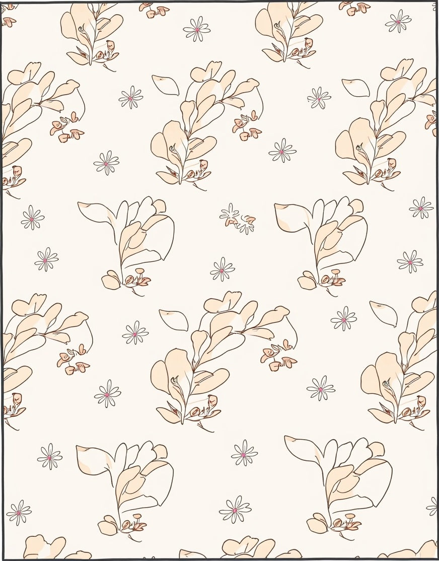 Delicate Floral Outline Pattern Design Rug
