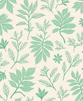 Green Botanical Linen Print Rug