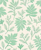 Green Botanical Linen Print Rug