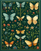 Whimsical Butterfly And Floral Art Rug