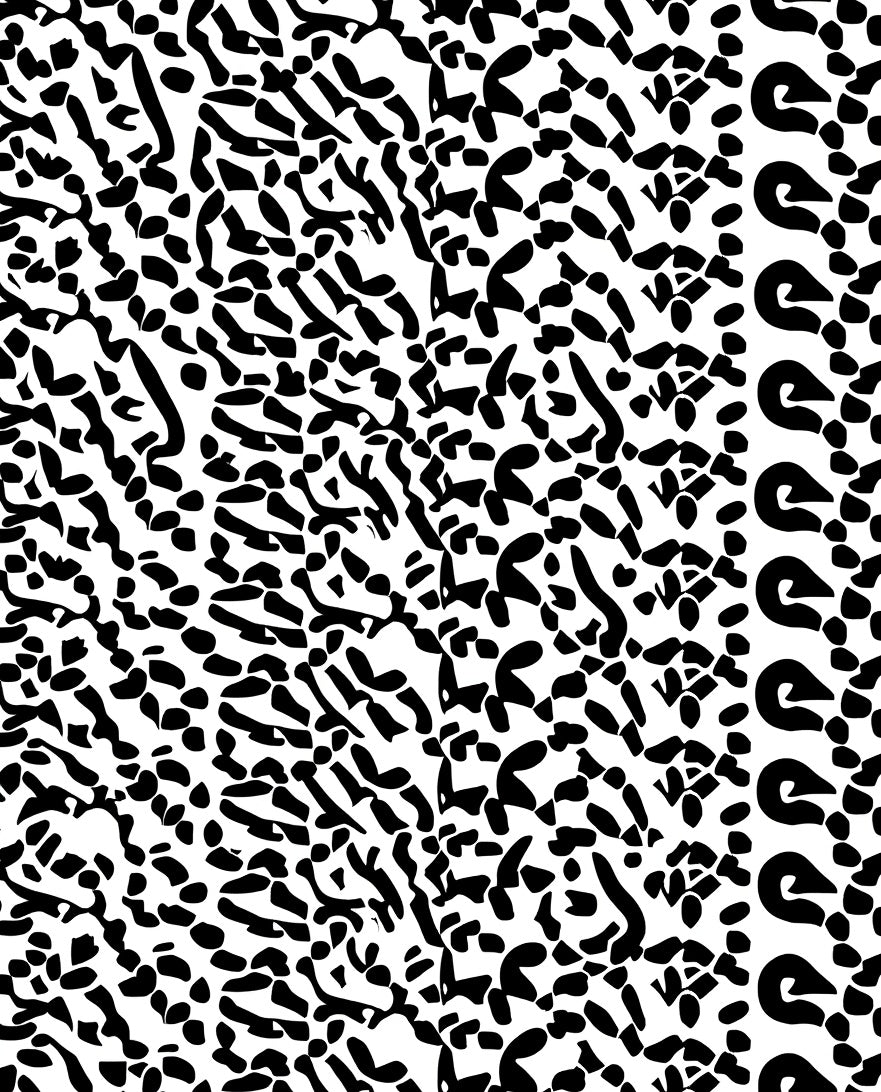 Abstract Black White Organic Pattern Rug