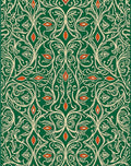 Emerald Green Cream Orange Floral Scroll Rug