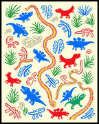 Playful Dinosaur Nature Pattern Rug