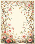 Vintage Floral Vine Botanical Print Rug