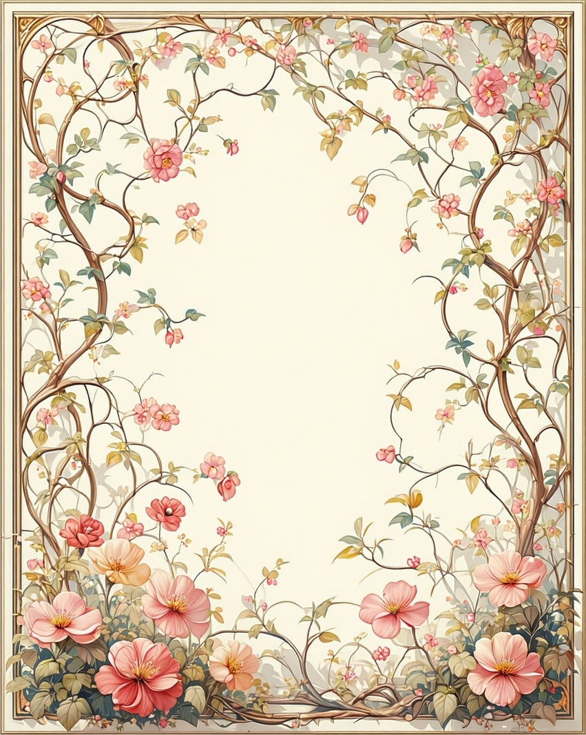 Vintage Floral Vine Botanical Print Rug