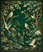 Vintage Birds and Botanical Garden Pattern Rug