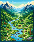 Woodland Wildlife Scenic Landscape Rug