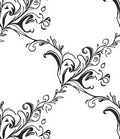 Black White Floral Swirl Design Rug