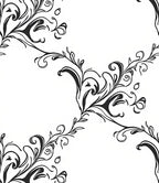 Black White Floral Swirl Design Rug