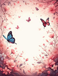Pink Floral Butterflies Garden Scene Rug