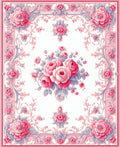 Pastel Pink Floral Scrollwork Rug