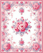 Pastel Pink Floral Scrollwork Rug