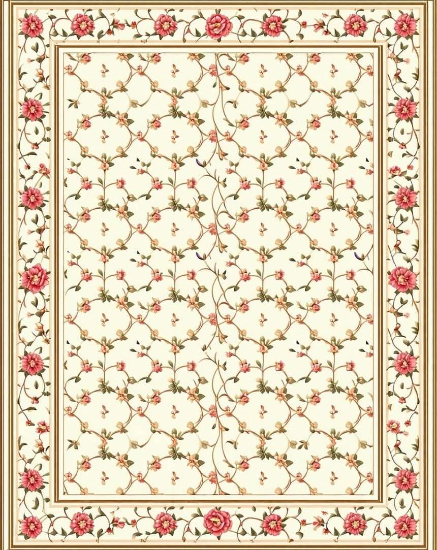 Floral Vines And Blossoms Pattern Rug