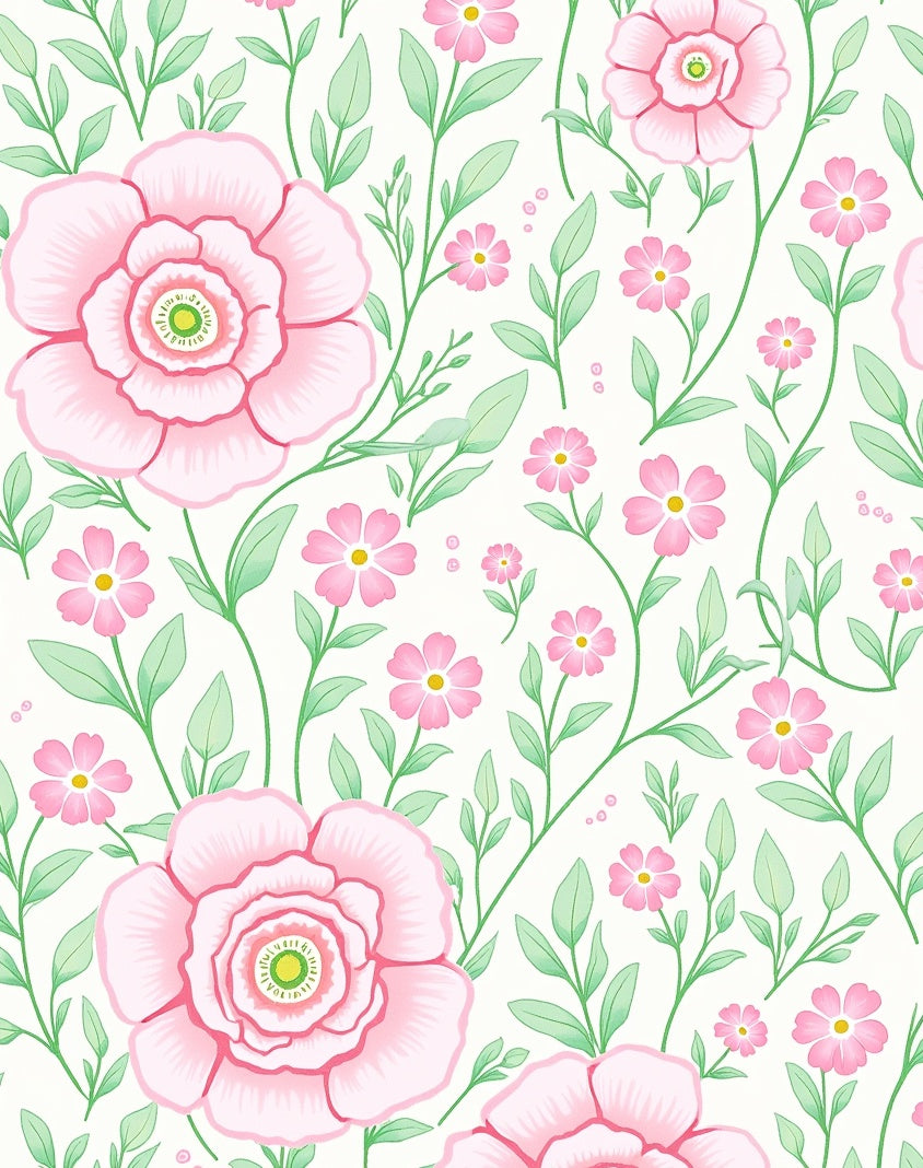 Pink floral vine pattern Rug