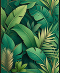 Lush Green Leafy Tropical Pattern Rug