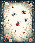 Whimsical Spring Garden Insects Flowers Rug