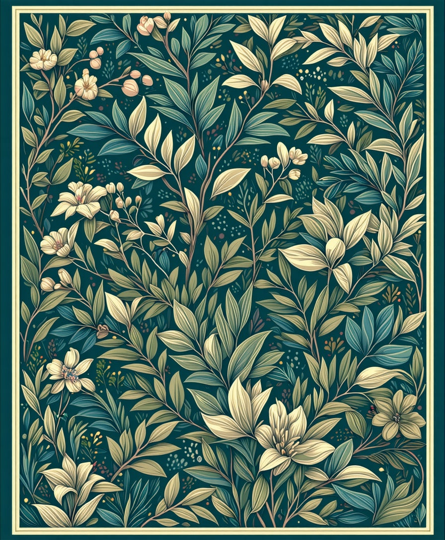 Verdant Floral Botanical Pattern Rug