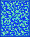 Blue Floral Vine Patterned Accents Rug