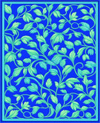 Blue Floral Vine Patterned Accents Rug