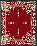 Crimson Ivory Ornate Scroll Border Rug