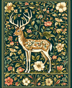 Majestic Deer Floral Meadow Pattern Rug