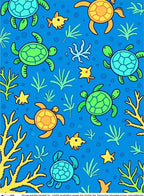 Playful Sea Creature Turtle Design Rug