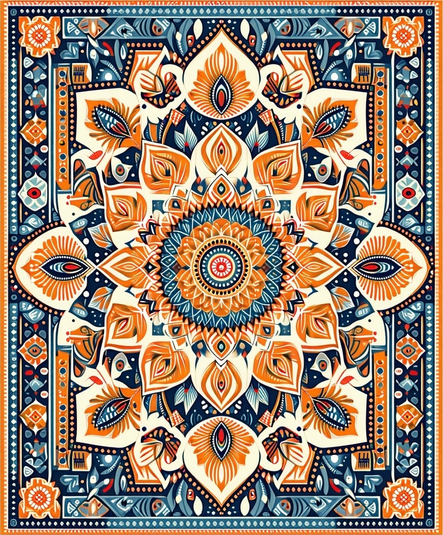 Intricate Mandala Floral Pattern Rug