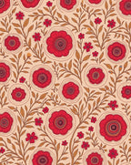 Red Floral Vine Artful Design Rug