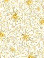 Golden Outline Floral Pattern Rug