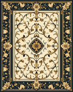 Ornate Floral Cream and Gold Rug