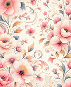 Pastel Floral Swirls Design Rug