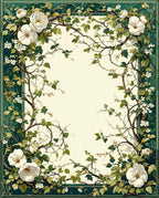 Elegant Green Floral Vine Design Rug