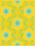 Sunny Yellow Teal Floral Pattern Rug